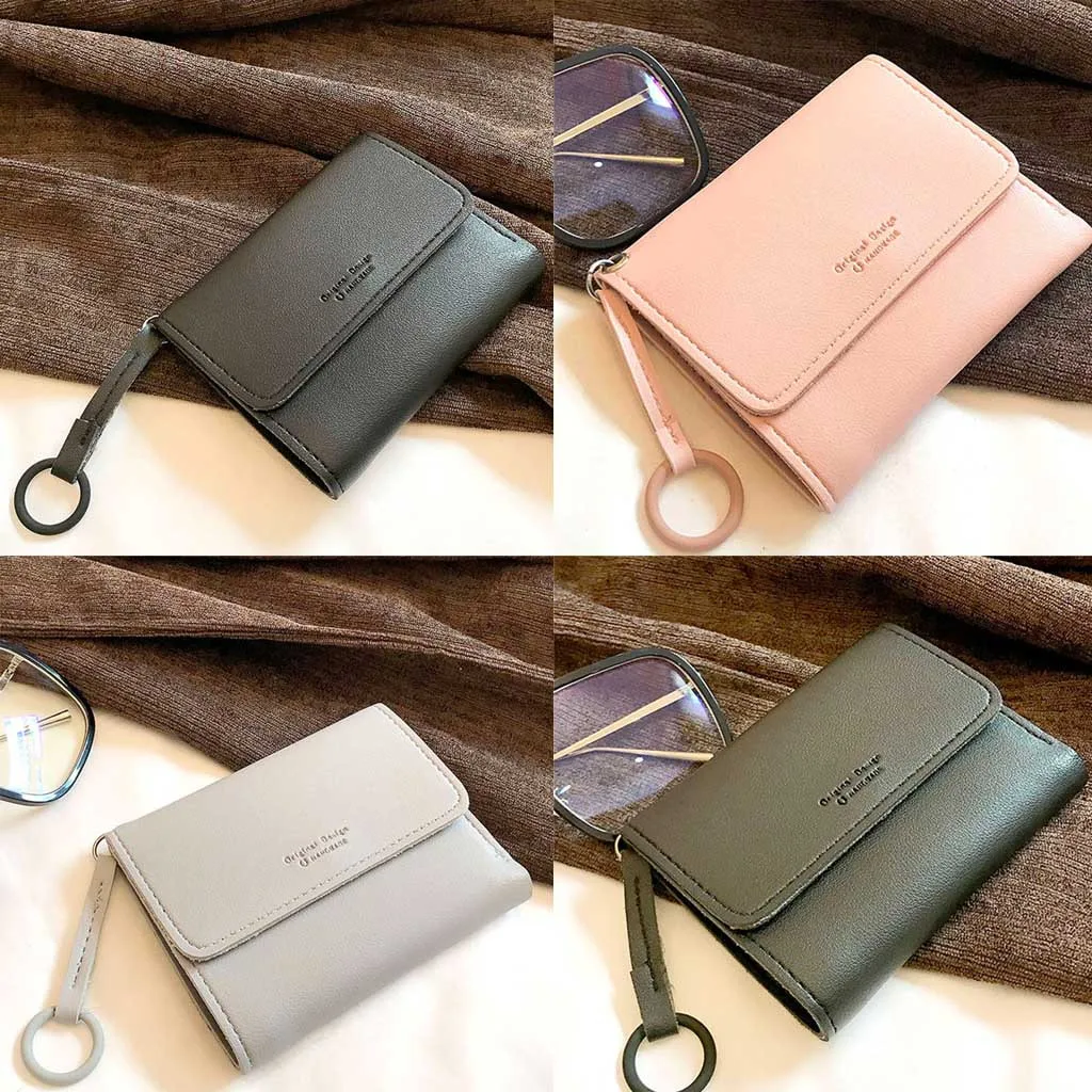 

2019 Women's Fashion Casual Wild Business Simple Wallet Solid Color Card Package Multi-Function Coin Purse billetera mujer 50