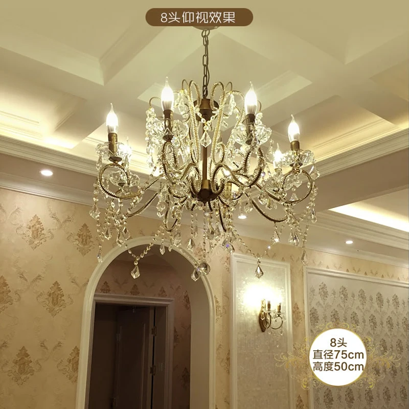 led Crystal Chandelier Living Room Retro Crystal Chandelier lamps Room Lighting chandeliers for bedroom Suspended Hanging Lamps french villa crystal lamps living room chandelier bedroom lamps restaurant lamps alloy continental pendant glass zinc alloy led