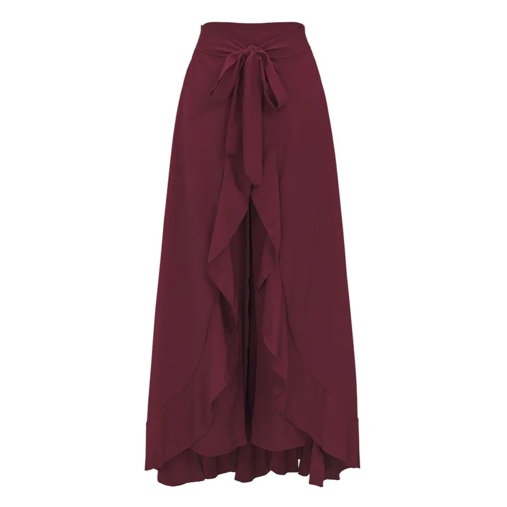 New Long Skirt Floor Length Ladies High Waisted Skirts Women Neon red white Black Saias Longa Femininas Formal Jupe Femme