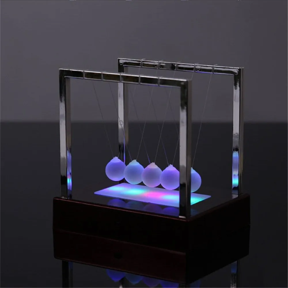 

New 15*11.5*15cm Newton's Cradle Steel Balance Ball Physics Pendulum Toy Nightlight Upgrade Touch Ball Perpetual Ornament Decor