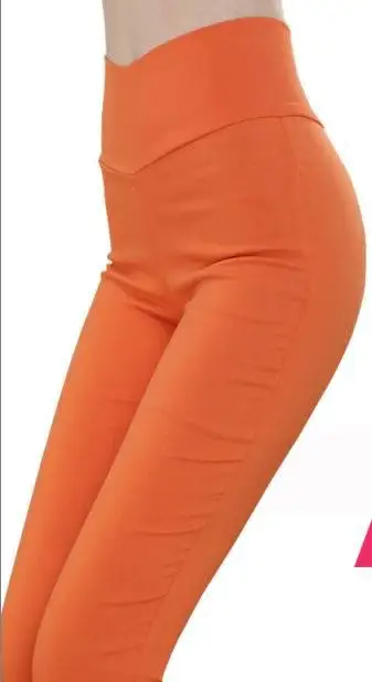 Модные женские брюки-карандаш Paige, высокая эластичность, корейский стиль, для отдыха, высокое качество, брюки S-6XL размера - Цвет: orange