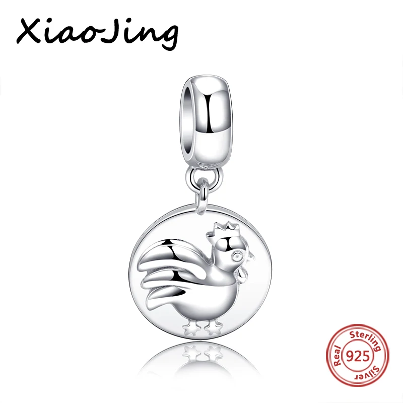 

Hot sale Silver 925 Original Lovely Cock Charms Beads Fit Authentic European Bracelet diy fashion Jewelry making for Couple Gift