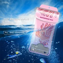 Мультфильм телефон водонепроницаемый чехол для плавания УДОБСТВО ПВХ прозрачный практичный подводный уплотнитель снегозащитная сумка для сенсорных экранов 6,44 дюймов