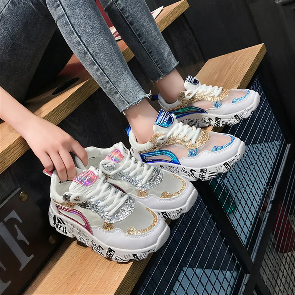 

2019 new fashion glitter sneakers and Mesh (Air mesh) Summer shoes for women