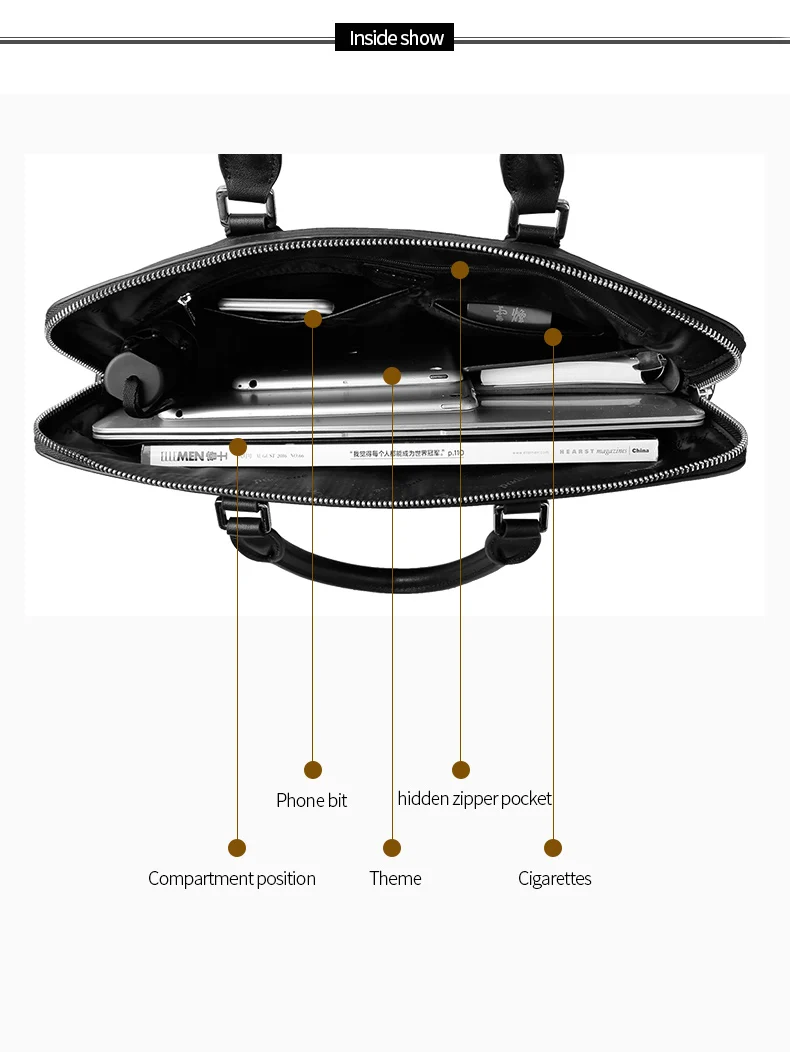 Padieoe из натуральной коровьей кожи Для Мужчин's Портфели 14 дюймов Бизнес сумка для ноутбука модные Повседневное мужского плеча портфели
