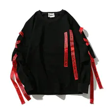 Пуловер с круглым вырезом и лентами, свитера в стиле хип-хоп, модная уличная одежда, Прямая поставка, LBZ46