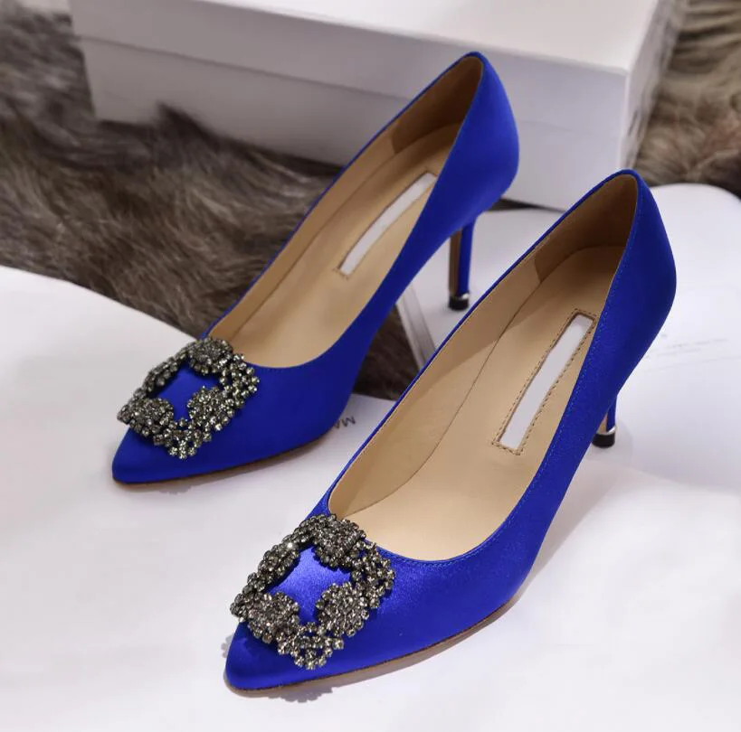 

2019 New Rhinestone High Heels Silk Upper 6cm or 8cm or 10cm Stiletto Heels Shoes Women Wedding Party Shoes EU34-42