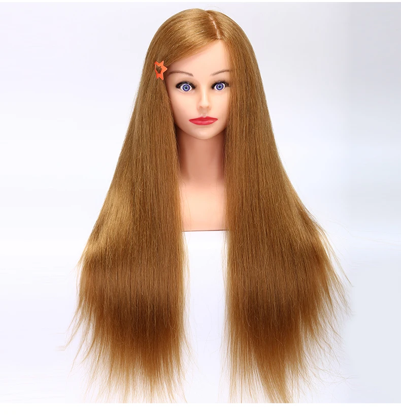 80% человеческие волосы манекен голова 2" Золотой отличное качество натуральные волосы Парикмахерские куклы голова для парикмахеров
