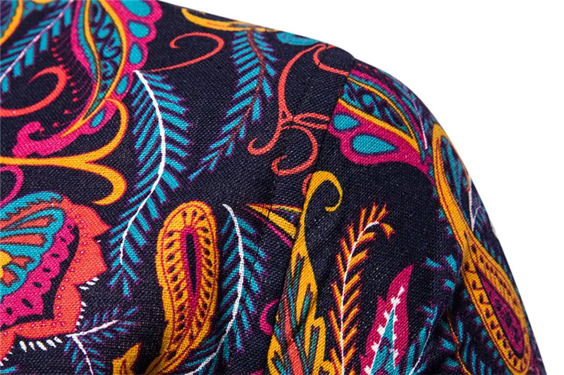 Новое поступление большая Размеры рубашка Для мужчин с длинным рукавом рубашки с цветочным узором Для мужчин s Повседневное в стиле «панк-рок» вечерние блузок, свадебных украшений в гавайском стиле уличная