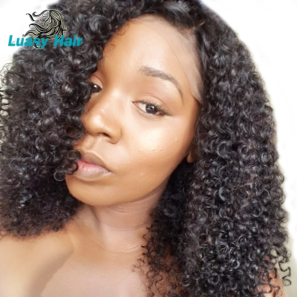 

Luasy Short Jerry Curly Lace Front Human Hair Wigs For Black Women Brazilian Remy Hair Bob Wigs With Baby Hair Pre Plucked