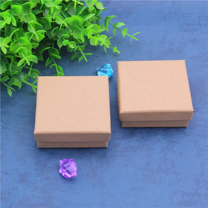 24pcs/lot Kraft Paper Gift box 7cmx7cm Kraft Cardboard Box for Ring Soap Candy Pendant Packaging Can Personalized Custom Logo