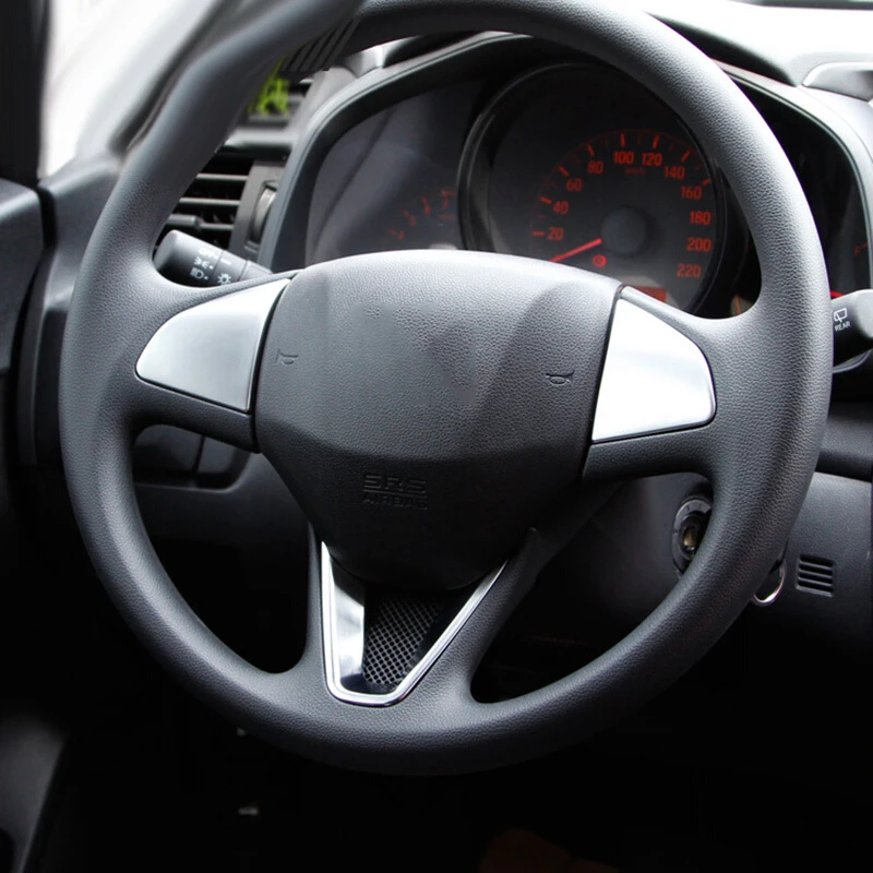 

For Honda FIT JAZZ accessories 2014-2016 ABS Matte /Carbon Fibre Car Steering wheel Button frame Panel cover trim styling 3pcs