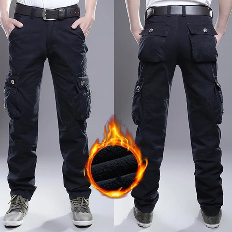 

Winter Thicken Fleece Cargo Pants Men's Double Layer Military Army Camouflage Tactical Cotton Baggy Pants Warm Trousers