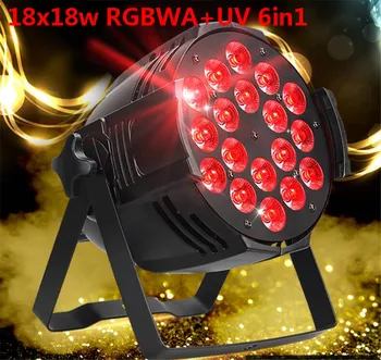 

6 unids dj par 6in1 rgbwa uv 18x18 w led par latas latas de grado impermeable ip20 aluminio negro vivienda 90 v-240 v