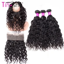 Tissage en lot Lace Frontal 360 brésilien Remy avec Closure-Tinashe Hair, mèches ondulées, avec 2 3 lots