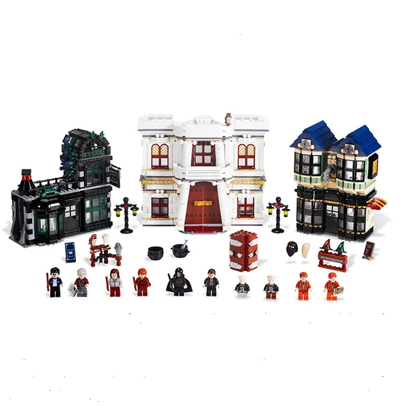 

WAZ Compatible Legoe harry potter movie Series 10217 Lepin 16012 2025pcs Diagonal Alley building blocks bricks toys for children