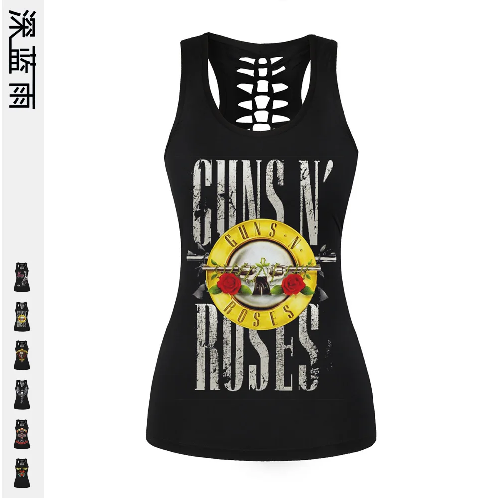 

Guns Rose Band Number Printing Beautiful Back Vest Run Motion Thin Rendering Unlined Upper Garment
