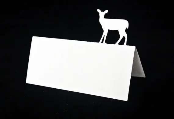 Doe female Deer Silhouette Tented Escort number place cards wedding bridal shower table Seating Reception markerspc001