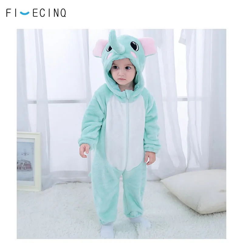 Elephant Costume Kigurumis Cosplay Baby Girl Boy Cute Onesie Kids Clothes Funny Warm Soft Pajama Flannel Outfit Animal Halloween