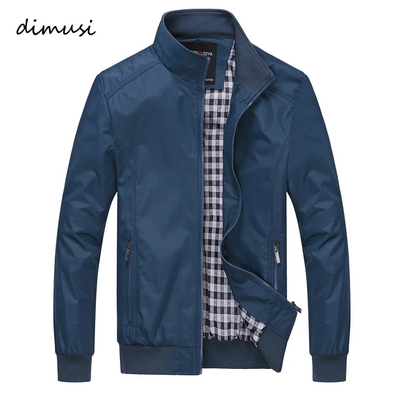DIMUSI 2017 Spring Autumn Men Jacket Male Overcoat Casual Solid Jacket Slim Fit Stand Collar Zipper