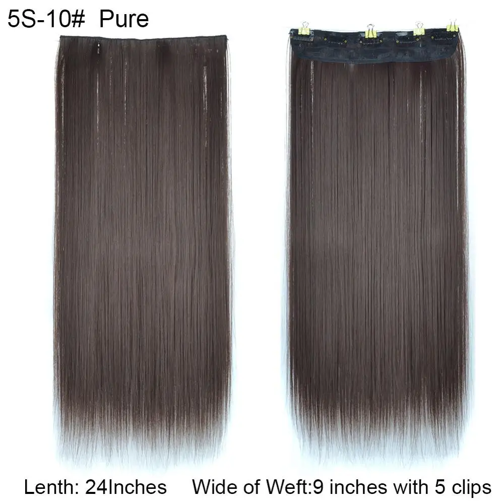 Chorliss, 24 дюйма(60 см), длинные прямые женские волосы для наращивания на заколках, черные, коричневые, цельные, высокая температура, синтетические волосы - Цвет: #3