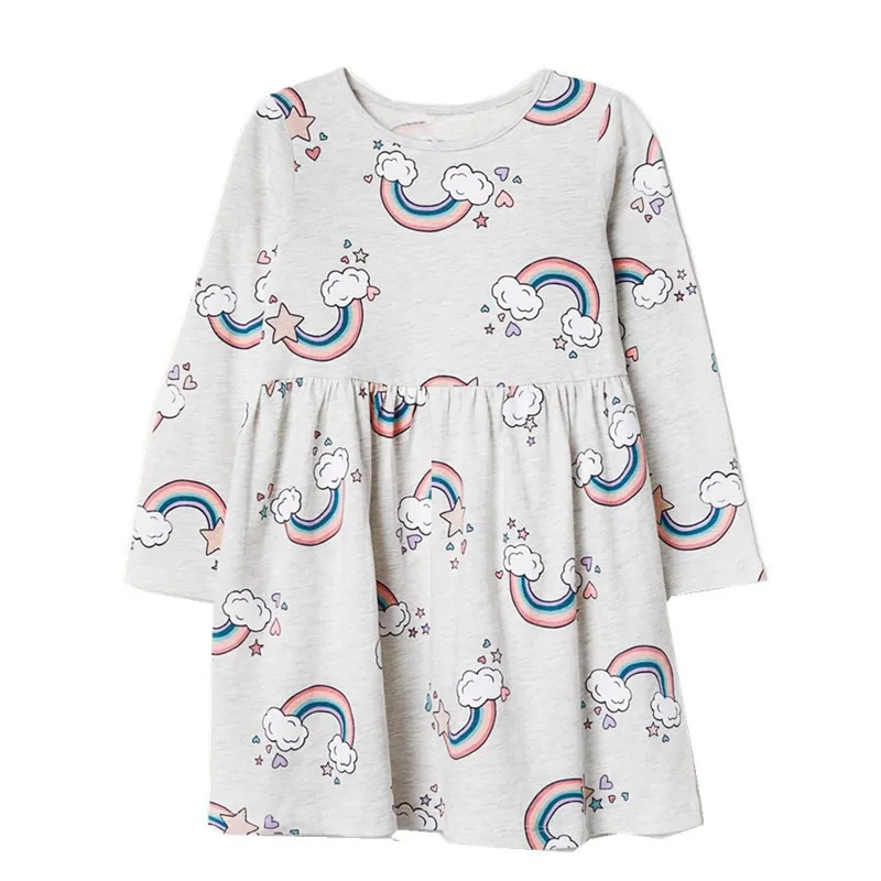 Jumping meters Rainbow Long sleeve dresses for baby girls clothes cotton jersey princess children girl dresses kids princess Jumping meters Rainbow Long sleeve dresses for baby girls clothes cotton jersey princess children girl dresses kids princess