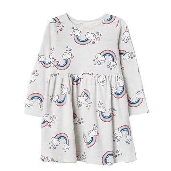 

Jumping meters Rainbow Long sleeve dresses for baby girls clothes cotton jersey princess children girl dresses kids princess