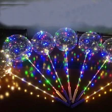 Clear Bubble Balloon With Hand Shank Led Strip Copper Wire Luminous For Valentine's Day Wedding Decorations Birthday Supplies