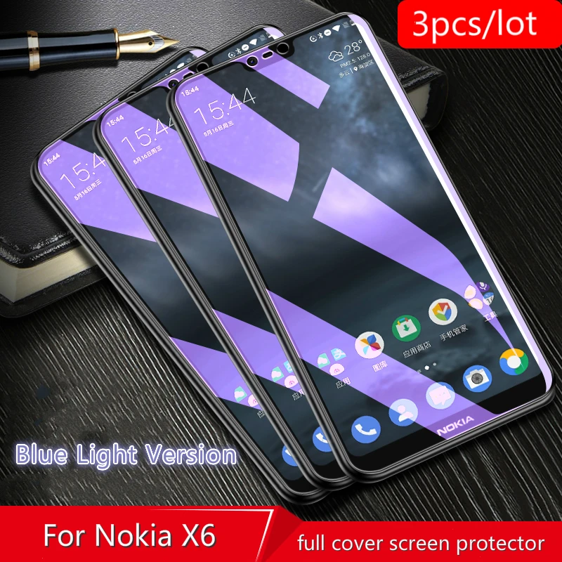 3 шт полное покрытие закаленное стекло для Nokia X6 2.5D 9H Защитные пленки X5