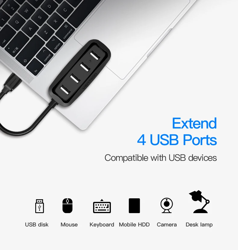 Vention высокоскоростной 4 порта USB 2,0 концентратор USB порт USB 3,0 концентратор портативный OTG концентратор USB разветвитель для Apple Macbook Air ноутбук ПК планшет