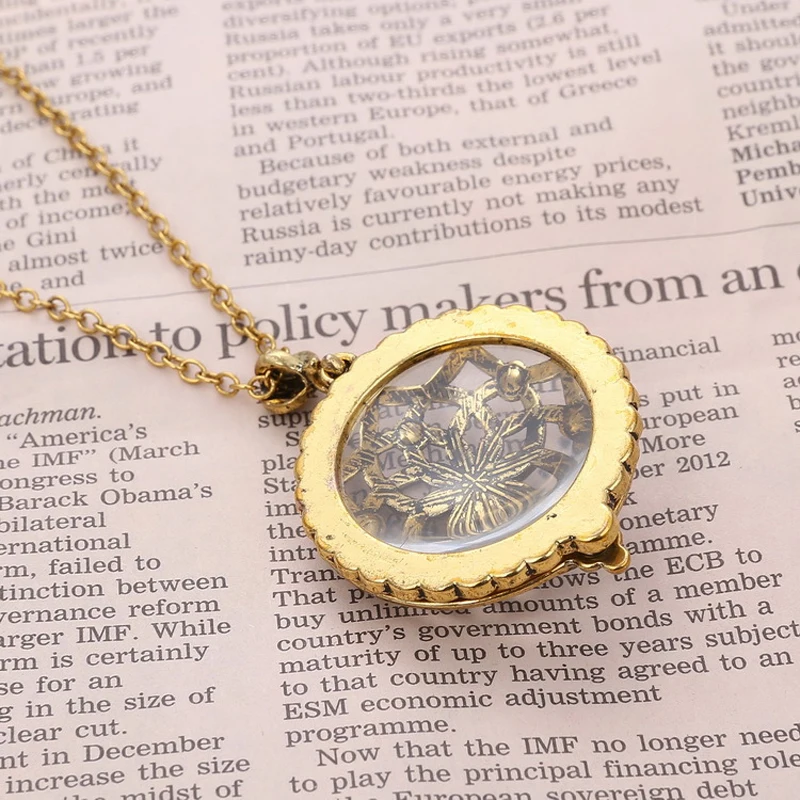 Retro Antique Statement Necklace Shellhard Crystal Cat Magnifying Glass Pendant Long Chain Necklace Fashion Jewelry For Women