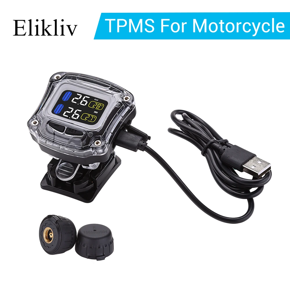 M3-B Motorcycle TPMS Tire Pressure Monitoring System Waterproof LCD Lithium Battery 2 External Mini Sensors M3-B Motorcycle TPMS Tire Pressure Monitoring System Waterproof LCD Lithium Battery 2 External Mini Sensors