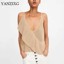 Женский свитер с оборками в стиле пэчворк, асимметричный свитер с открытыми плечами, женские вязаные топы без рукавов с v-образным вырезом, новинка, Z419