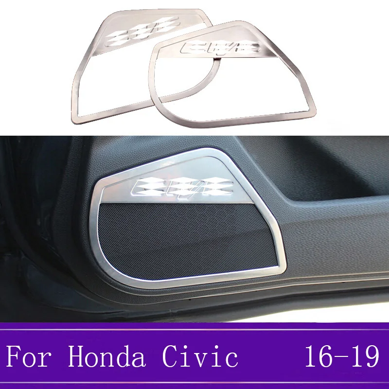 

2Pcs Stainless Steel Car Door Speaker Decorative Ring Cover Car Styling Interior Chrome Car Accessories Fit For Honda Civic 10th