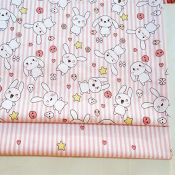 

Pink Rabbit Patchwork Cartoon Cotton Cloth Of Handmade DIY Quilting Sewing Baby&Children Sheets Dress Material
