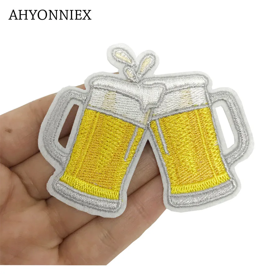 1 шт. Kawaii Beer Cup Cheers нашивки железные значки в полоску модная одежда аппликации шитье вышивка милые наклейки