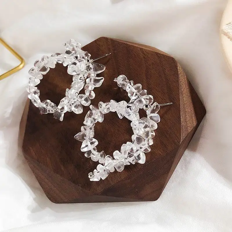 

Korean Personality Big Irregular Circle Crystal Earrings For Women Temperament Statement pendientes Party Jewelry