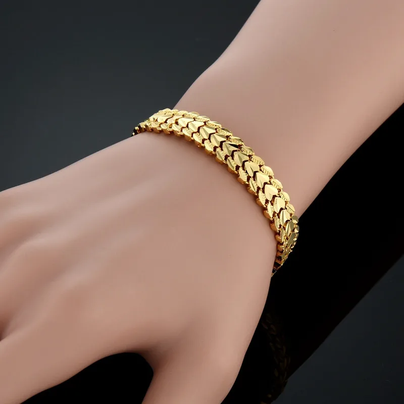 Брендовый Готический винтажный браслет на цепочке в форме сердца для женщин и мужчин золотого цвета Ретро ювелирные изделия в виде сердца, милая золотая цепочка в стиле панк Рождественский подарок