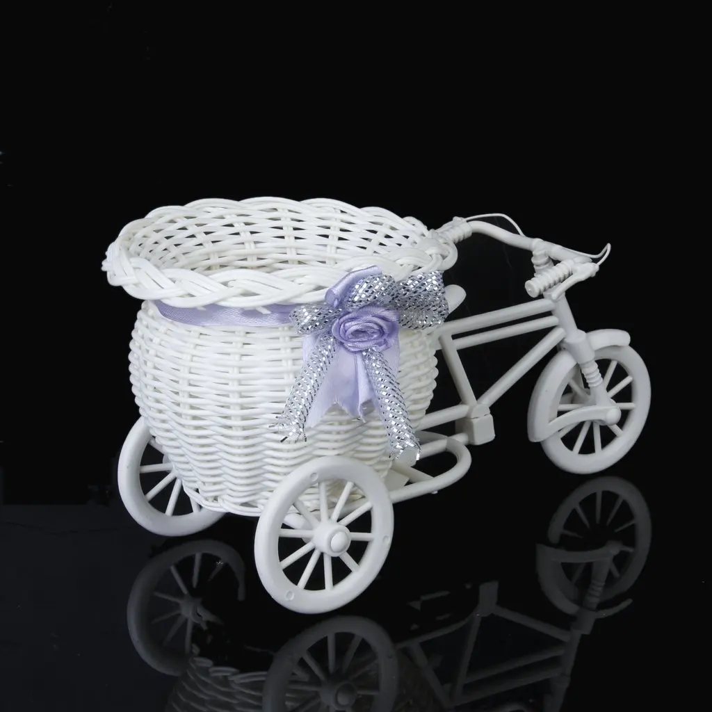 Горячая Распродажа пластиковый белый трехколесный велосипед дизайн Цветочная корзина контейнер для цветочных растений украшения дома свадьбы
