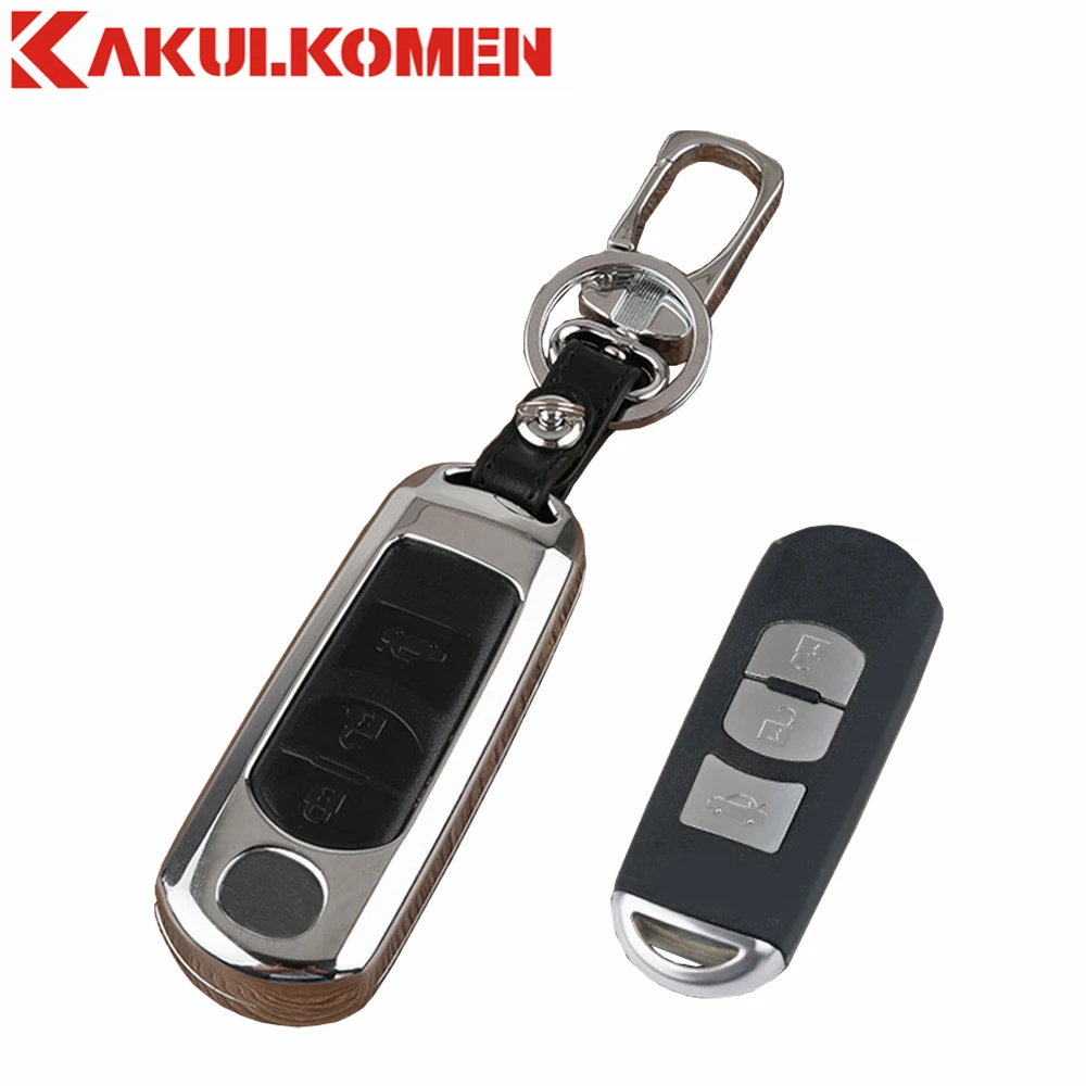 

Smart Car Key FOB 2 3 buttons Zinc Alloy+Leather Cover Case Shell For MAZDA 6 M2 M3 M5 M6 Axela CX5 CX-5 CX-7 CX-9 AXELA Atenza