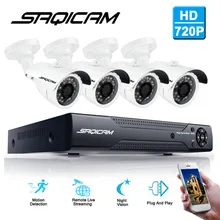 Saqicam 4CH CCTV камера системы 1080N DVR 4 шт 720P Крытый/Открытый 1.0MP 1200TVL Всепогодная система видеонаблюдения