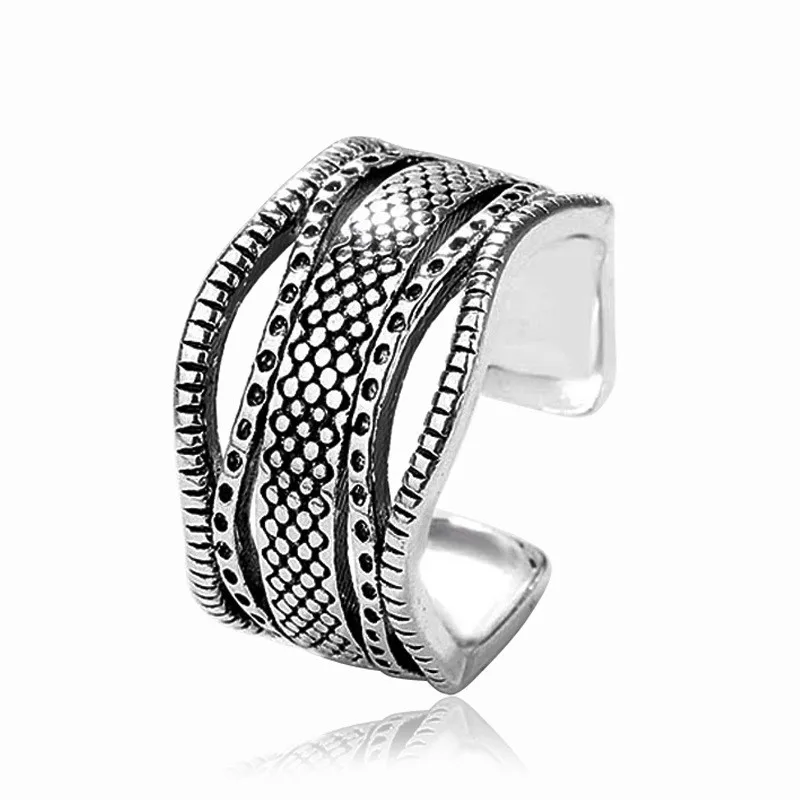 

XIYANIKE 925 Sterling Silver Fashion Ethnic Personality Wave shape Couple Joints Ring Women Man Vintage Korean Style Hot Sale
