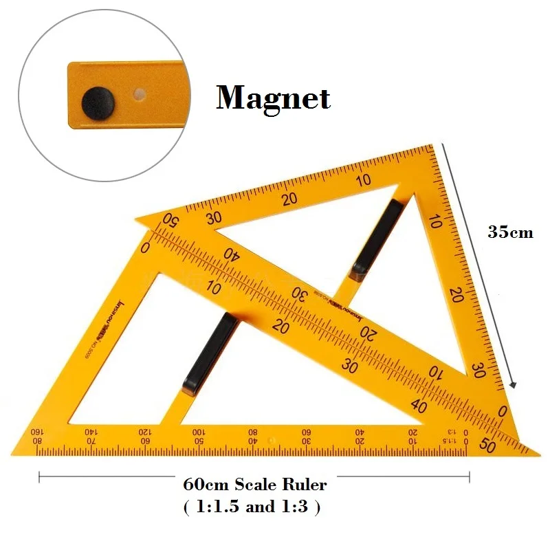 Набор большой треугольной линейки с магнитом - Цвет: Triangular Ruler Set