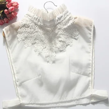 

Early autumn new embroidery false decoration Exclusive original limited edition beautiful white Collar Shirt White Decorative