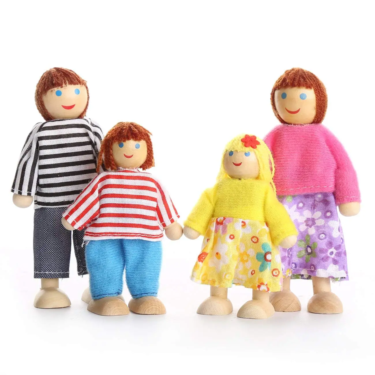 Дети девочки прекрасные Счастливые куклы семья Игровой Набор деревянные фигурки Набор из 7 человек для детей дом ролевые подарки