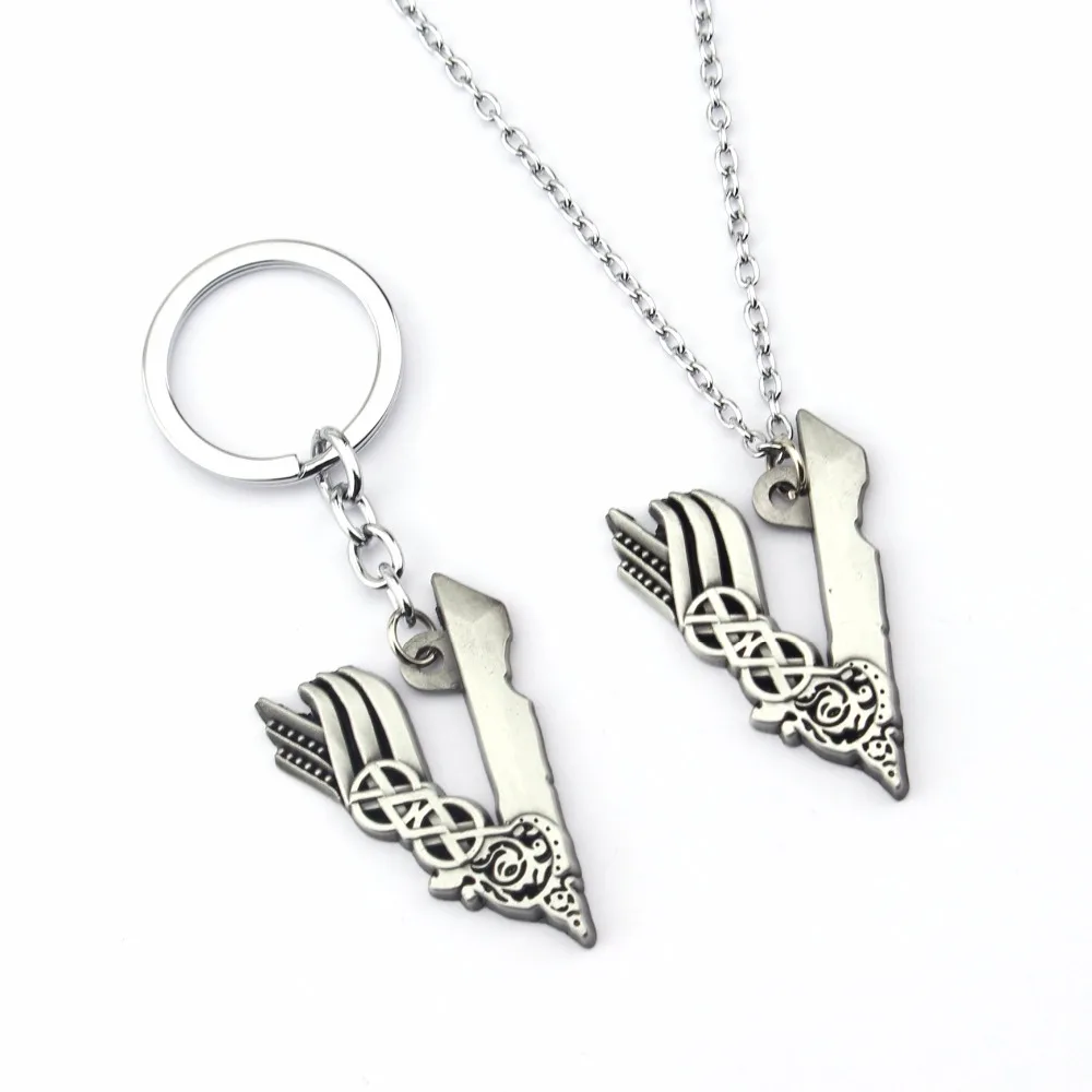 

Thor Jewelry Tv Series Vikings Icon Necklace Vikings "V"Logo Pendant Key chain Ragnar Lodbrok Men Women Birthday Gift