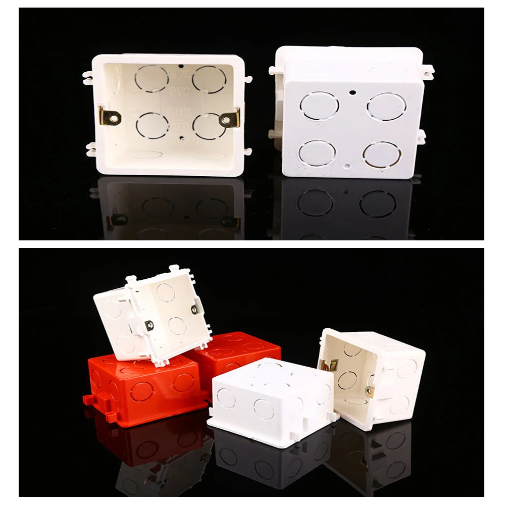 

1 pcs PVC Plastic Wall Mounting Box, Standard Internal Cassette, Wiring Box, White/Red Back Box 86mm*86mm*60mm Hot Sale
