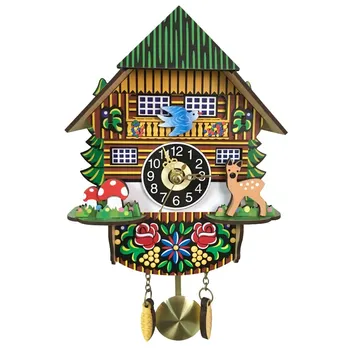 

Wooden Cuckoo Wall Clock Retro Swinging Pendulum Clock