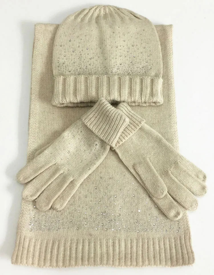  hat scarf set  Scarf, Hat & Glove Sets knitted  winter hat and scarf woman with diamond  (9)