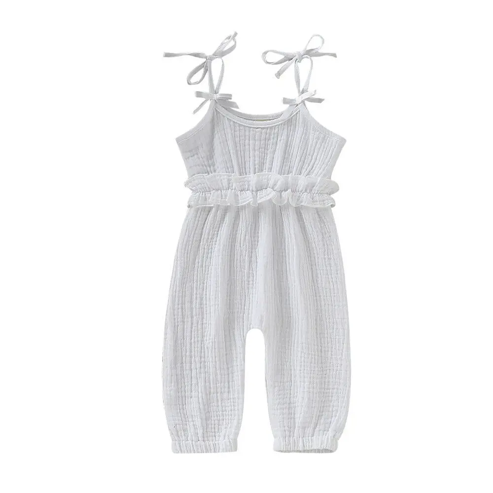 Kids Baby Girls Overalls Sleeveless Backless Romper Toddler Girl Jumpsuit Wide Leg Pants Trousers Girls Summer Clothes 0-24M carters baby bodysuits	 Baby Rompers